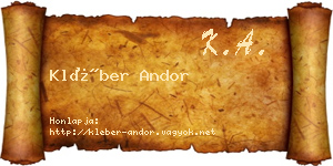 Kléber Andor névjegykártya
